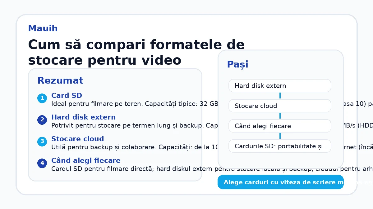 Cum să compari formatele de stocare pentru video