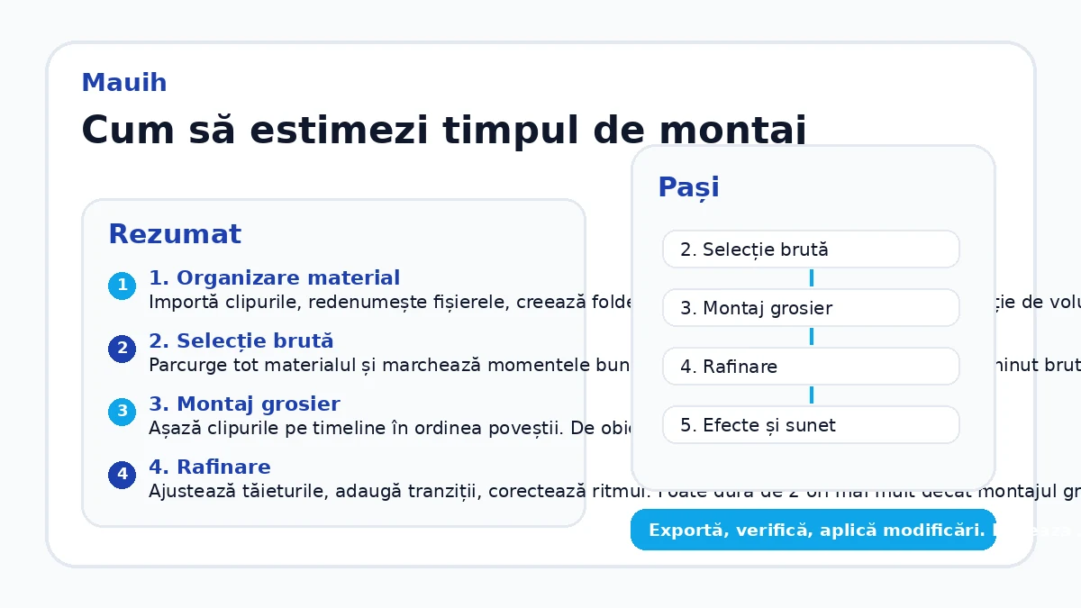 Cum să estimezi timpul de montaj